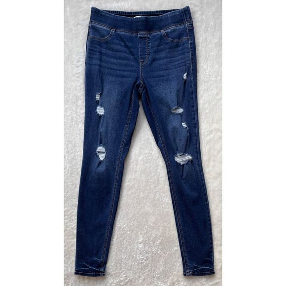 Old Navy Dark Indigo Wash Rockstar Mid-Rise Super Skinny Jeggings in Juliette - Picture 12 of 16